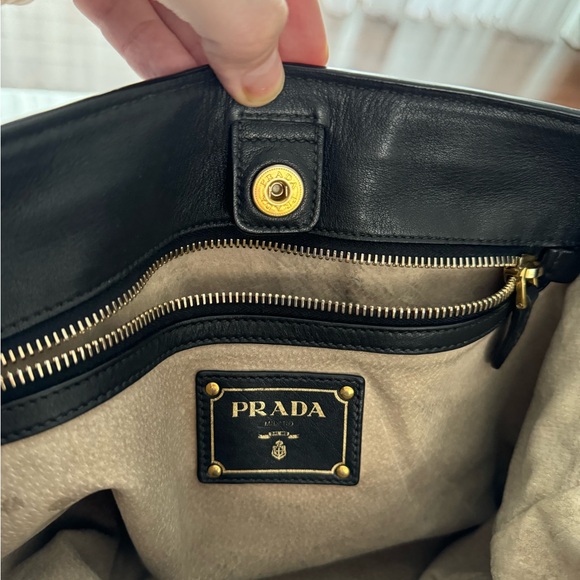 PRADA LAMBSKIN LOGO LETTERING TWO WAY TOTE BAG - Picture 6 of 8